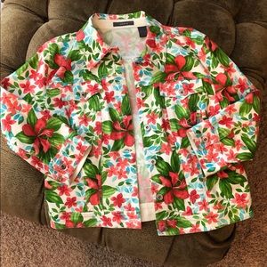 Liz Claiborne Denim Jean spring floral  jacket